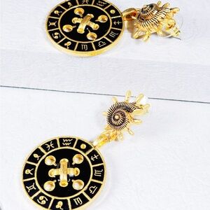 Constellation Gold Black Drop Earrings Gift for Her Birthday Gifts